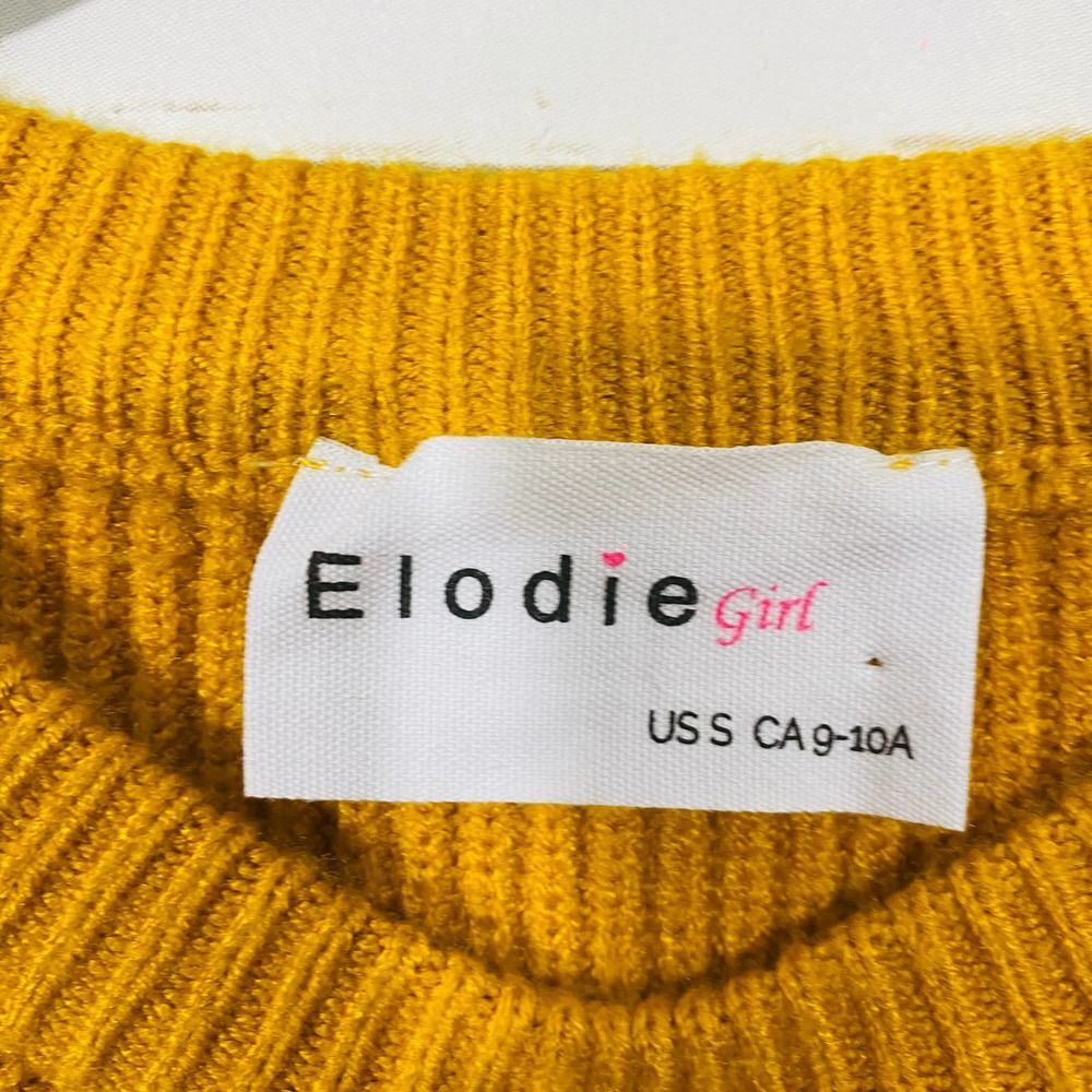 Elodie Women's pullover Sweater Size S Yellow Ribbed Long Sleeve - Picture 2 of 5